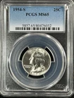 1954-S 25C Washington Quarter Dollar PCGS MS65    80476032