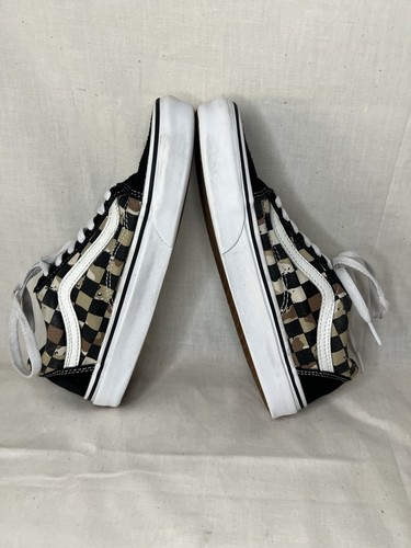 Vans Black Suede Camo Checkered Old Skool Classic Low Top Lace Shoes Sz 6M 7.5W - Picture 4 of 8