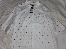 Tommy Hilfiger Men's XL White Cotton Embroidered Button-Up Shirt Long Sleeve.