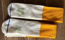 Vtg 2 Pr All Star Soccer Socks Cushion Foot Size 11-13 Yellow/White Made USA NOS