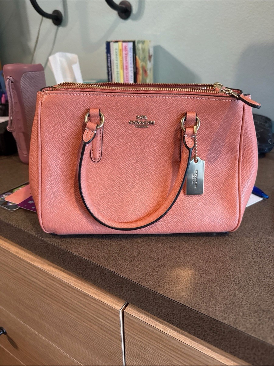 Coach Surrey Pink Mini Carryall Satchel Purse with gold-tone hardware