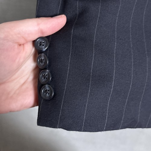 H Freeman Son Suit 44R Navy Blue Pinstripe Wool Pants 36x31 Classic Pleated USA - Picture 4 of 21