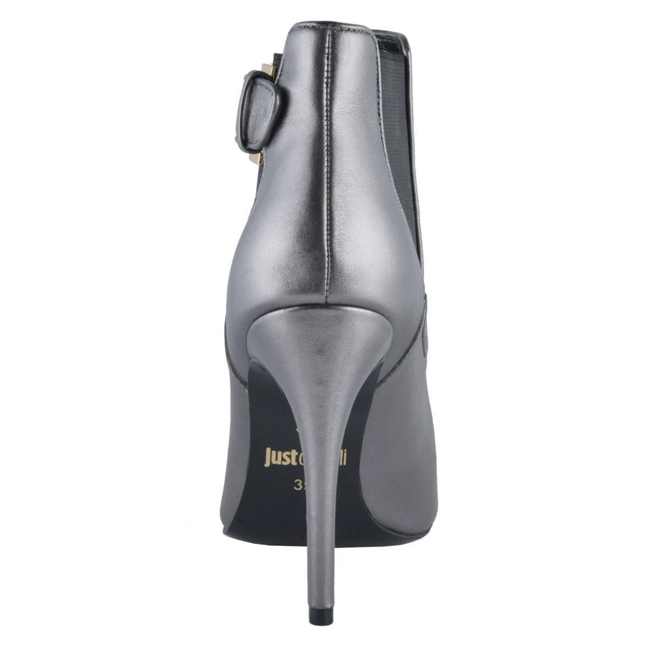 Just Cavalli Mujer Gris Cuero Tacón Alto Botines Zapatos Talla 6 7 8 9 10 11 Foto 3 de 4