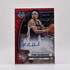 2025 Bowman Chrome U Prospect Autograph Ryan Nembhard Red Wave #72 Gonzaga /45