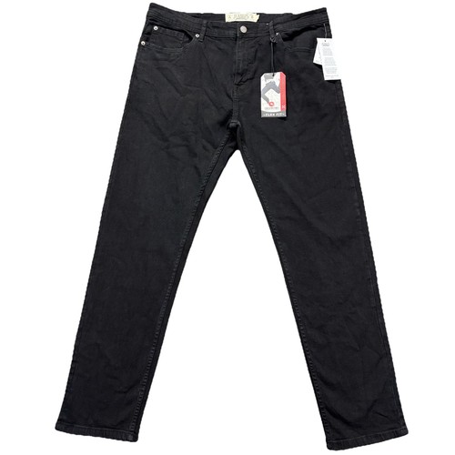 Akademiks Jeans Mens 38x30 Black Straight Leg Flex Fit Stretch Streetwear NEW