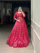 Coord set with touch of elegance in this Tasar silk Floral Print Wedding lehenga