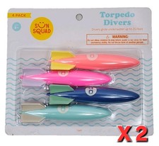 SUN SQUAD Torpedo Divers Swimming Pool Toy Diving Toy 2 Pcks Of 4