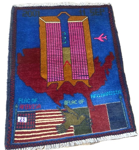 9/11 Handmade Afghan Wool war rug Great Quality Beauiful design Size 80cmx60cm