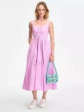 Sleeveless Ruched Bodice Midi Dress