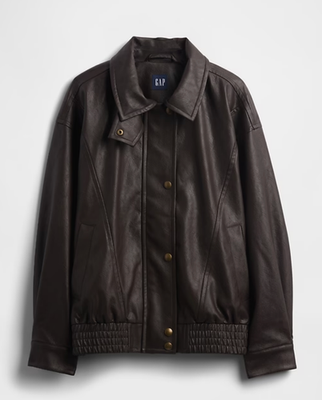 GAP Oversized Vegan Leather Jacket Terra Brown - S - BNWT | eBay