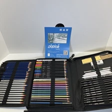 H  B 72PCS Drawing Supplies Sketching Set,Art Kit include Drawing  Colored
