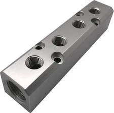 4 Way Pneumatic Manifold Air Distribution Block, G1/2 4 6 Port, Silver 
