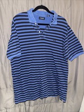 CHAPS 100 Cotton Blue Striped Business Casual or Golf Polo Shirt Size L Men's