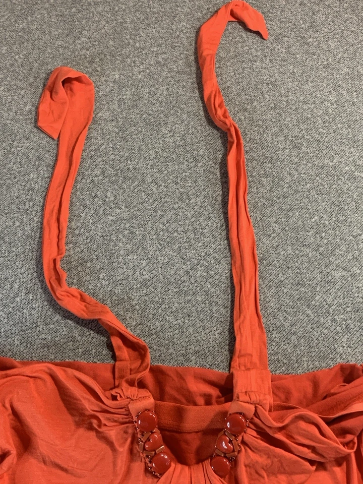 Moda International Tankini Top Mujer XL Naranja Cuentas Halter Cuello Traje de Baño Playa Foto 4 de 4