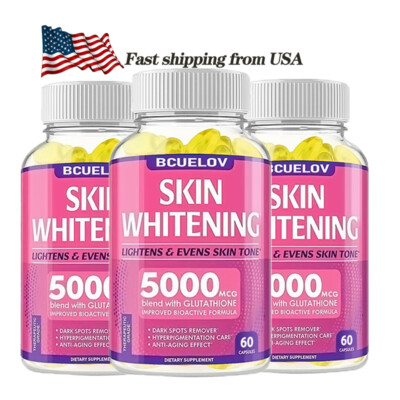 Skin Whitening With L-Glutathione 5000mcg Dark spot Brightening 60 To 120 Caps