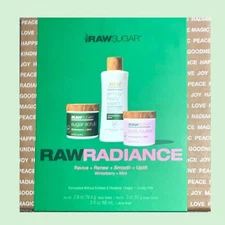 Raw Sugar Raw Radiance Winterberry Mint Body Butter, Body Wash, & Body Scrub Set