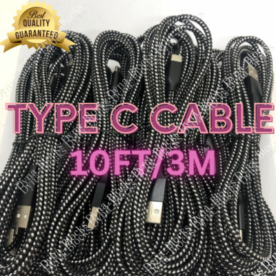 Bulk Lot 10ft USB Type C Fast Charger Cable Charging Cord For Samsung S8 S9 S10