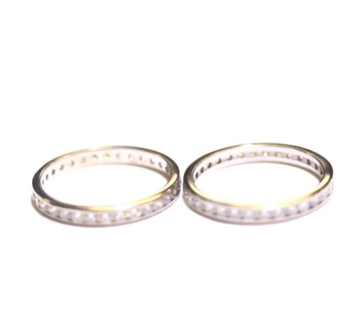 14k white gold 2 matching set wedding band rings diamond eternity 5.0g 2.00ct - Imagen 4 de 11