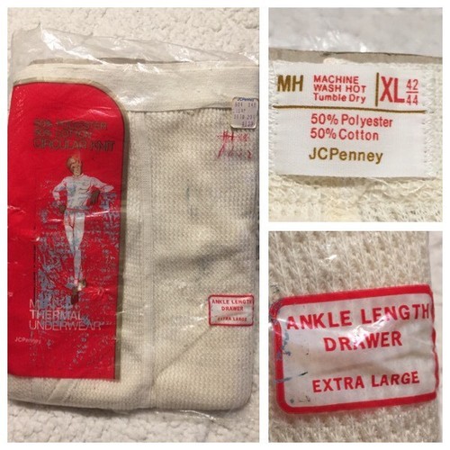 New 70s JCPenney Waffle Drawers Long Thermal Underwear Thermal NOS