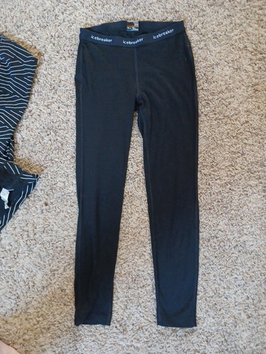 Icebreaker Midweight Black 100% Merino Wool Top And Pants Base Layer Size 10 - 第 5/8 張圖片