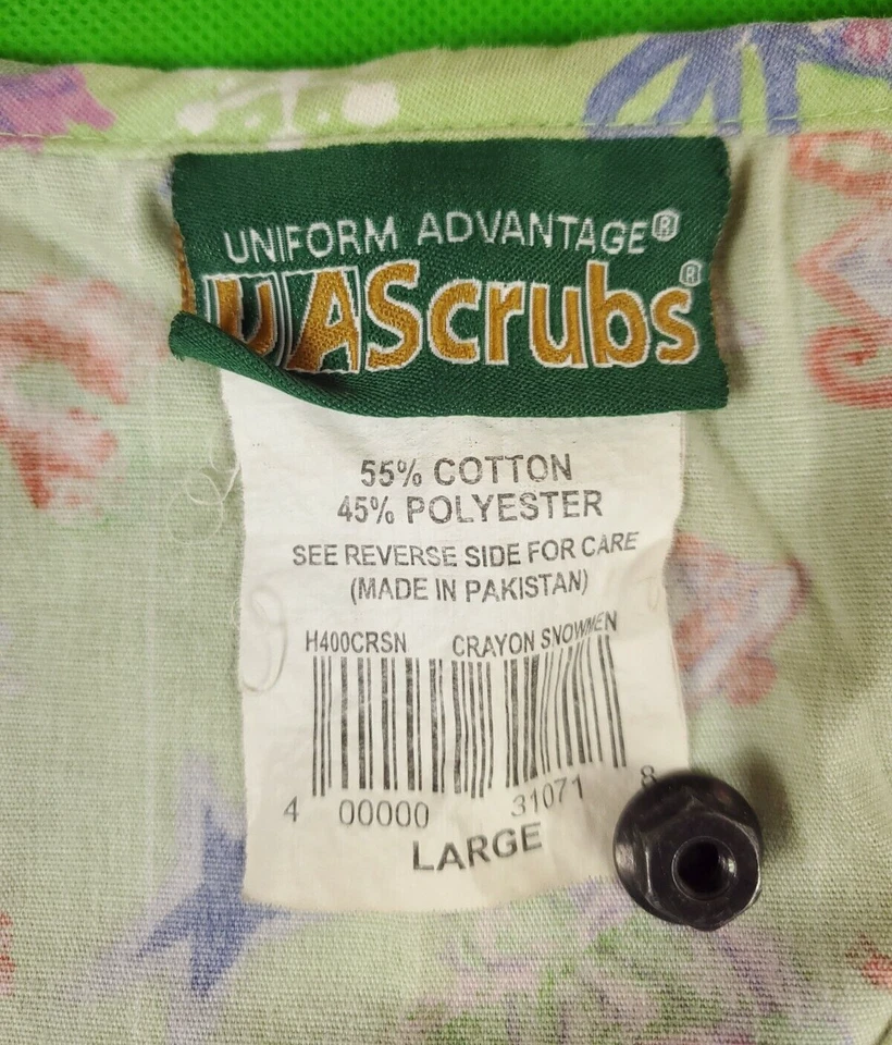 EUA Boneco de neve verde esfoliante presente de Natal unissex 2 bolsos tamanho G - Imagem 2 de 4