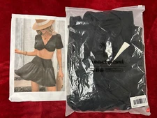 Beachsissi Smocked V-Neck Black Two-Piece Dress - Size Small - NEW