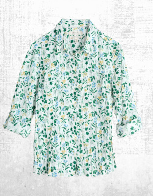 Womens Seasalt Long Sleeve Cotton Collared Shirt in Soft Floral Chalk Larisa
