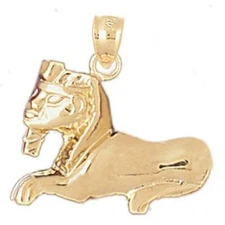 New 14k Yellow Gold Egyptian Sphinx Pendant