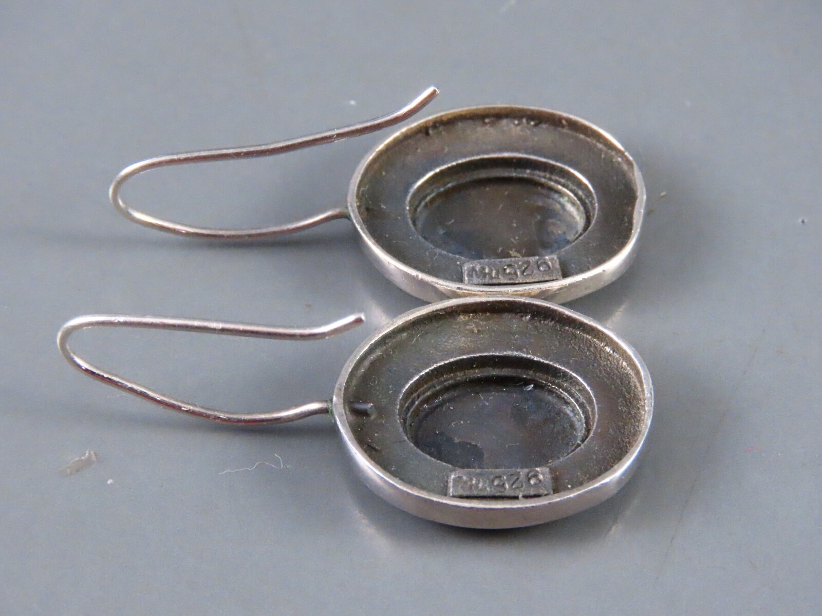 STERLING SILVER Super Unique DANGLE EARRINGS Flat… - image 3