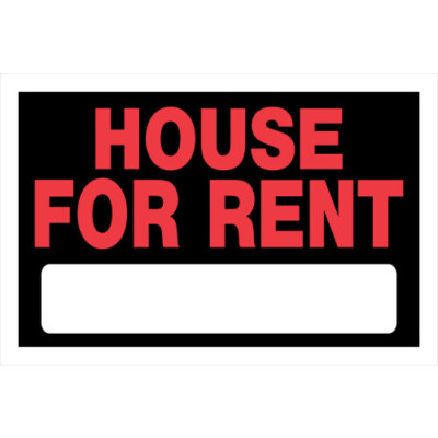 Hillman 839934 8'' x 12'' Black & White House For Rent Sign