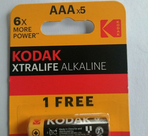 AAA Batteries 5 Pack KODAK XTRALIFE ALKALINE 1.5V Battery Toys, Remotes, Lights - Imagen 3 de 4