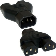 C14 to 2 x C13 IEC Mains Power Y Splitter Adapter Kettle Lead PC Monitor
