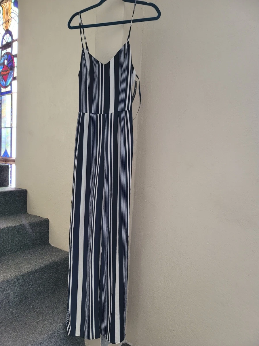 Monteau los angeles store striped jumpsuit