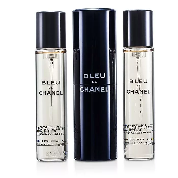 BLEU DE CHANEL PARIS EAU DE PARFUM POUR HOMME Travel Spray and 2 Refills  20ml. x3