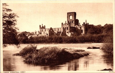 Leeds Kirkstall Abbey Ruins Cistercian Monastery United Kingdom WOB Postcard
