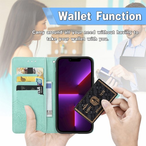 Funda billetera de cuero en relieve cubierta plegable para iPhone 16 1514 Pro Max 13 12 11 8 - Imagen 46 de 84