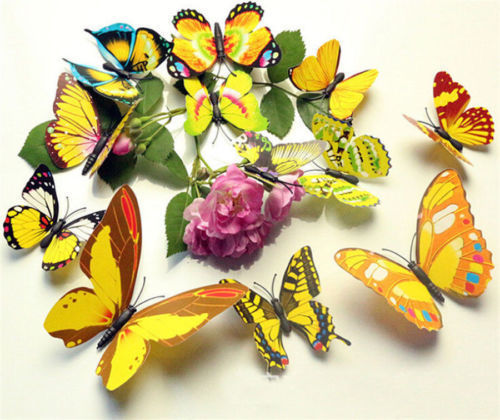 NEW 12 pcs Romantic 3D Butterfly Cute MultiColor Home Room Wall Stickers Decors