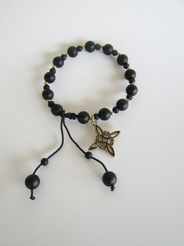 Nudo De Bruja Pulsera Negra de Hilo / Witch's Knot String Bracelet Knotted Black - Picture 3 of 10