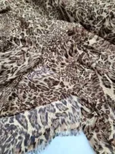 BROWN TAN LEOPARD CHIFFON FABRIC 57" BY THE YARD SHEER CHEETAH ANIMAL PRINT