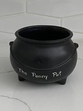 Vintage Penny Pot o Gold St. Patricks Witch Cauldron Halloween Black Ceramic