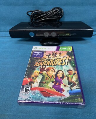 Genuine Microsoft XBOX 360 Kinect Sensor Bar Model 1473 Black & Adventures Game