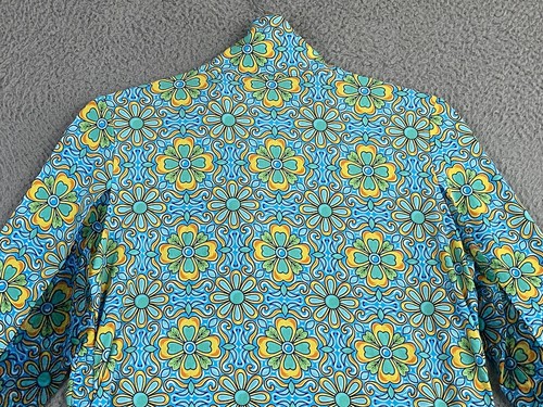 IBKUL Icefil Green Blue Abstract Floral Long Slv 1/4 Zip Golf Shirt Sz M 50+ EXC - Picture 10 of 19