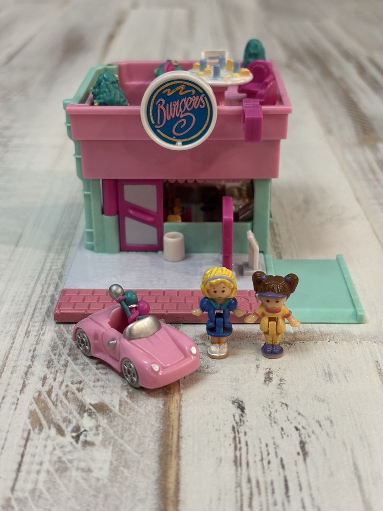 Vintage Polly Pocket 1994 Drive-In Burger Restaurant Complete Bluebird Toys