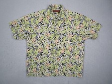 Tori Richard Shirt Mens Medium Green Floral Button Up Hawaiian Lawn Made in USA