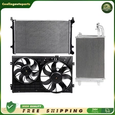 Radiator & Condenser & Cooling Fan Assembly For 2006-2010 Volkswagen Jetta 2.5L