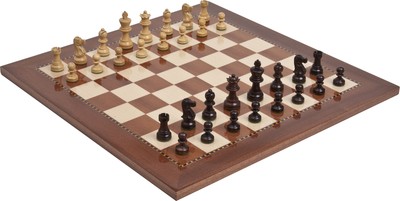 Solid Maple Rosewood French Staunton Jr. Chessmen Chess Board Set 2 Queens