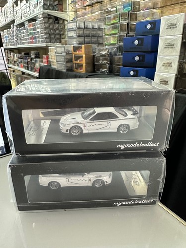 NISSAN SKYLINE GT-R R34 V-SPEC MINES WHITE 1/64 CAR BY MY MODEL COLLECT MC - 第 1/11 張圖片