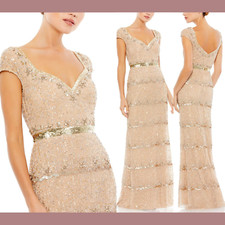 NWT Mac Duggal [ 4 ] 9089 Sweetheart Neckline Beaded Sequin Column Gown #Q723