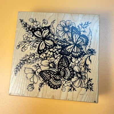 Butterflies Wildflower Garden~Nature~Spring~Rubber Stamp~4.25'' X 4.25''~PSX K1377