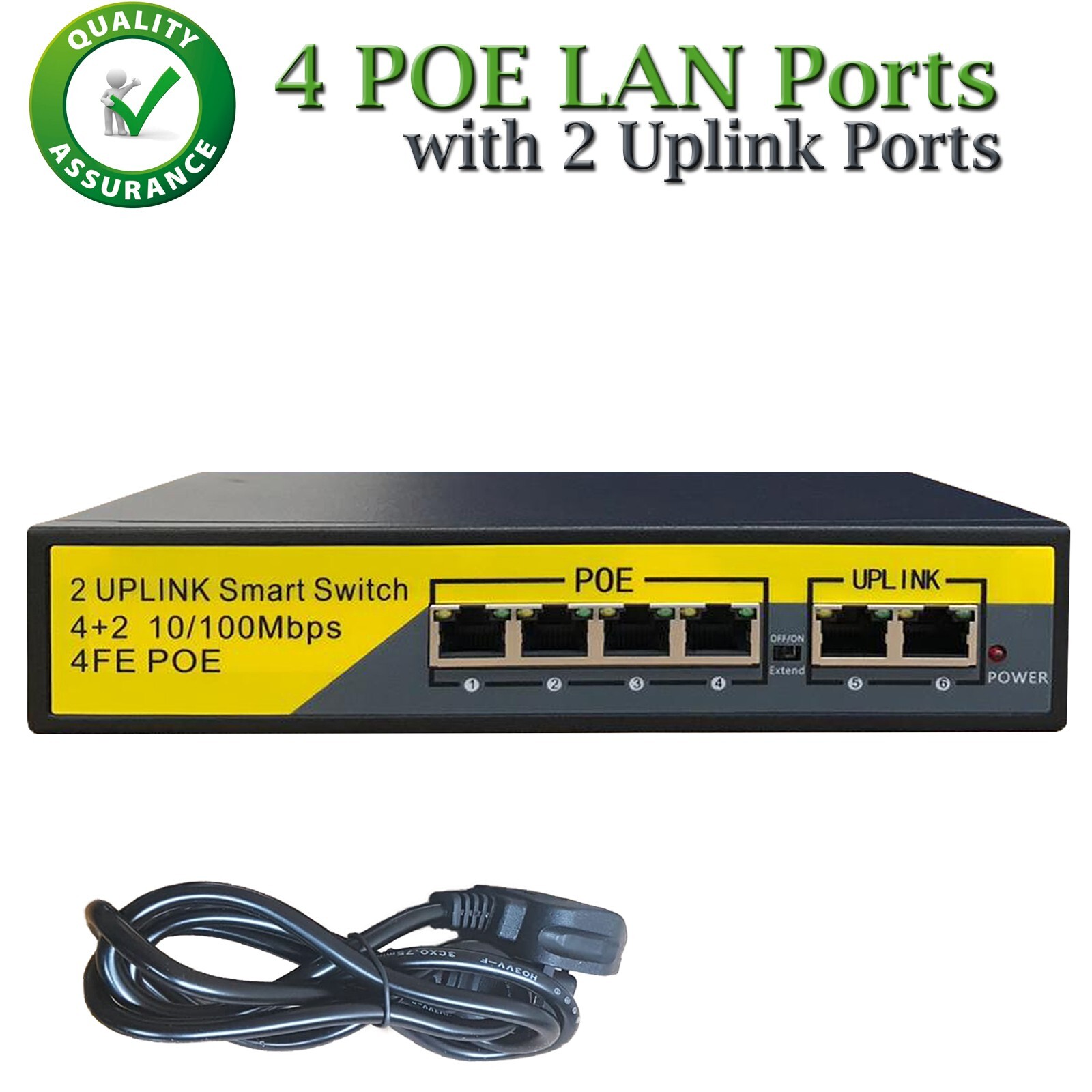 PoE 4 Channel Switch Ethernet 10/100 Mbps Network 6 PORT Hub For CCTV IP NVR